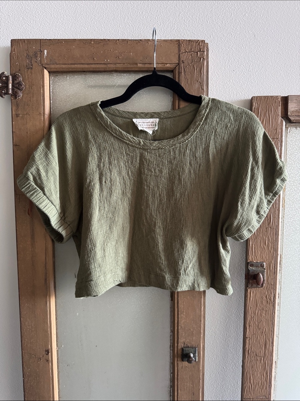 Love Riche Olive Washed Cropped Tee